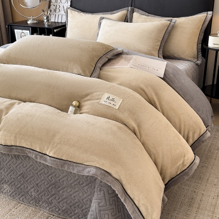 91家纺网 家纺一手货源 找家纺 （总）欧邦 新款纯色牛奶绒单被套夹棉床盖三件套四件套