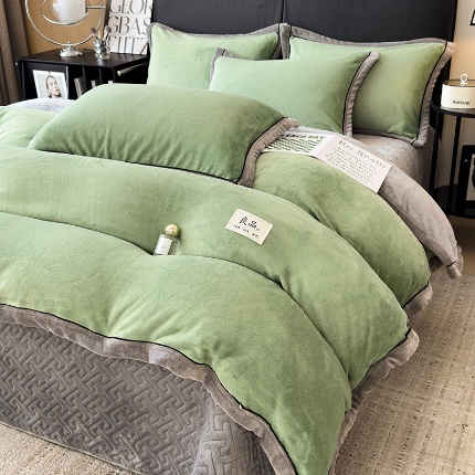 91家纺网 家纺一手货源 找家纺 （总）欧邦 新款纯色牛奶绒单被套夹棉床盖三件套四件套