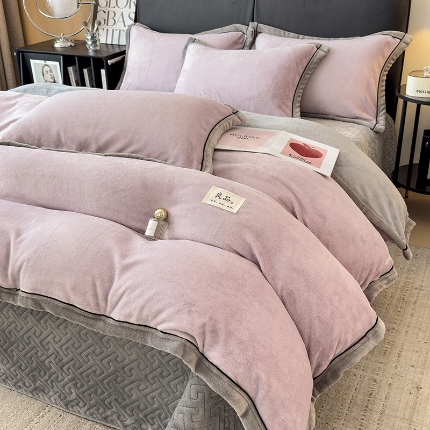 91家纺网 家纺一手货源 找家纺 （总）欧邦 新款纯色牛奶绒单被套夹棉床盖三件套四件套