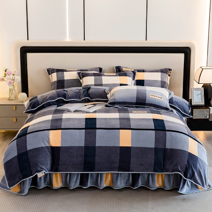 91家纺网 家纺一手货源 找家纺 （总）博兰蒂 2025新款床裙款高克重牛奶绒印花四件套