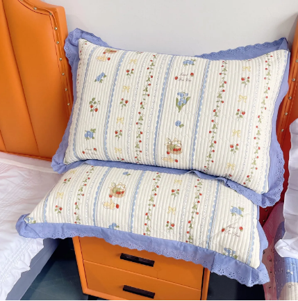 91家纺网 家纺一手货源 找家纺 法式纯棉枕套48x74cm 全棉加厚枕套纯棉枕头套一对装