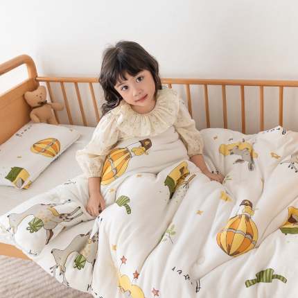 91家纺网 家纺一手货源 找家纺 心卓 2025年新款直播针织棉儿童学生成人春秋被冬被加厚被芯四季款 动物派对