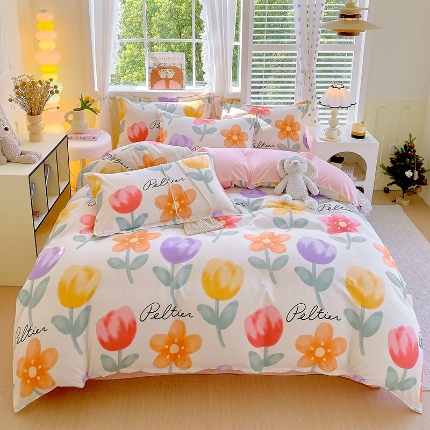 91家纺网 家纺一手货源 找家纺 （总）好亿来 2025新款植物羊绒加厚斜纹磨毛四件套