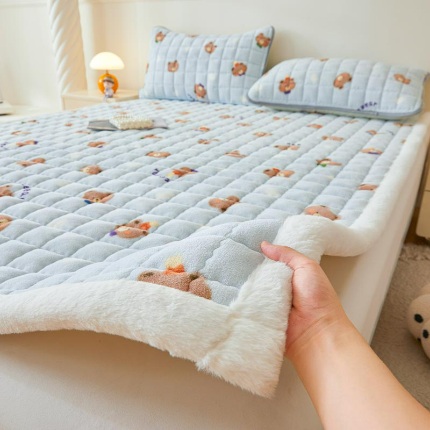 91家纺网 家纺一手货源 找家纺 （总）爱思凯家纺 2025新款暖绒边-牛奶绒夹棉床褥