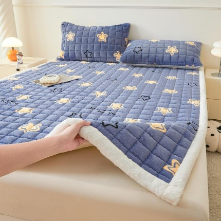 91家纺网 家纺一手货源 找家纺 （总）爱思凯家纺 2025新款暖绒边-牛奶绒夹棉床褥