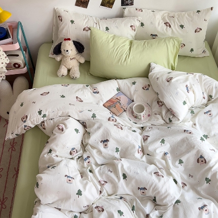 （总）星巴k家纺 2024新款A类超柔水洗棉有氧棉印花四件套