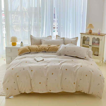 91家纺网 家纺一手货源 找家纺 梦卓家纺 2025新款直播加厚植物羊绒四件套高克重磨毛跨境四件套 大量现货婉然