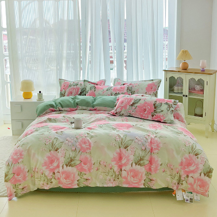 91家纺网 家纺一手货源 找家纺 （总）梦卓家纺 新款直播加厚植物羊绒四件套高克重磨毛跨境四件套 大量现货