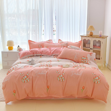 91家纺网 家纺一手货源 找家纺 （总）梦卓家纺 新款直播加厚植物羊绒四件套高克重磨毛跨境四件套 大量现货