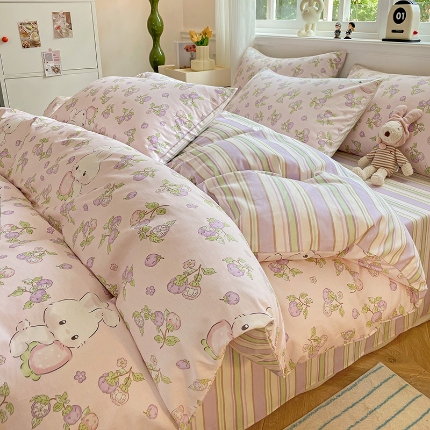 91家纺网 家纺一手货源 找家纺 2025直播优选13070喷气高品质全棉印花四件套 