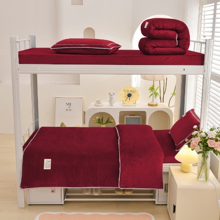 91家纺网 家纺一手货源 找家纺 （总）绒品荟家纺 2025新款加厚牛奶绒三件套金貂绒法莱绒冬季床单款床笠款学生宿舍单人三件套