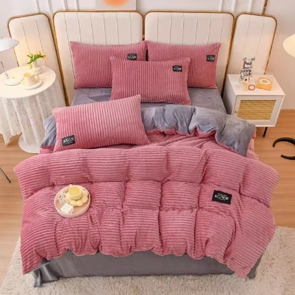 91家纺网 家纺一手货源 找家纺 (总) 蒂凡羽 2025新款魔法绒牛奶绒珊瑚绒水晶法莱绒四件套