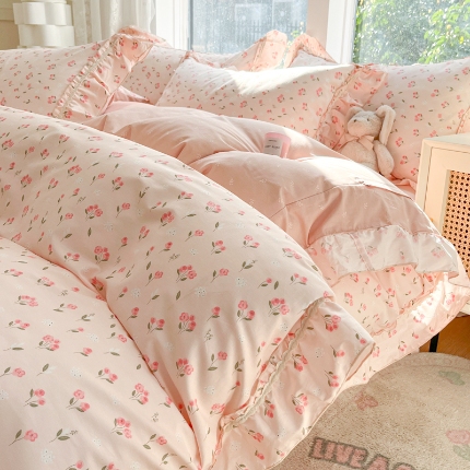 91家纺网 家纺一手货源 找家纺 （总）艾唯希家纺 2024新款韩式花边全棉四件套