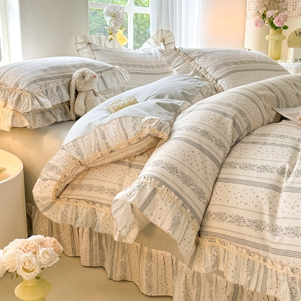 91家纺网 家纺一手货源 找家纺 （总）艾唯希家纺 2024新款韩式花边全棉四件套