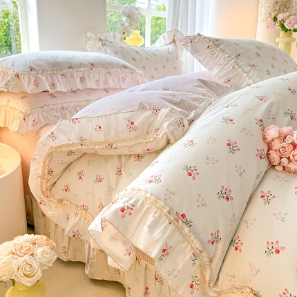 91家纺网 家纺一手货源 找家纺 （总）艾唯希家纺 2024新款韩式花边全棉四件套