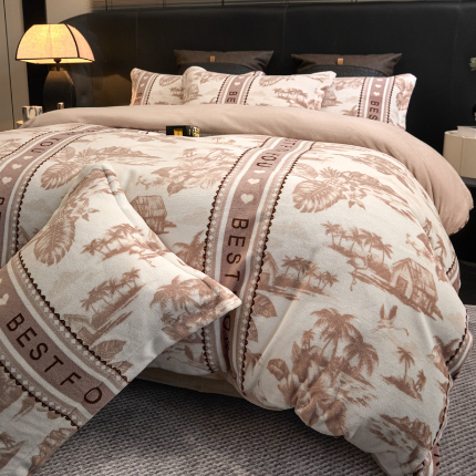 91家纺网 家纺一手货源 找家纺 （总）狂想家 2025新款轻奢风牛奶绒印花四件套