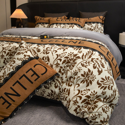 91家纺网 家纺一手货源 找家纺 （总）狂想家 2025新款轻奢风牛奶绒印花四件套