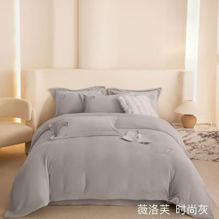 91家纺网 家纺一手货源 找家纺 （总）新月家纺（锦威郎） 2024新款高贵轻奢保暖牛奶绒四件套系列-FD宽边压线款