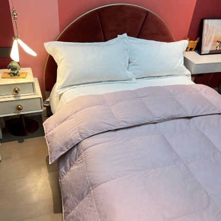 91家纺网 家纺一手货源 找家纺 静若居 2024新款方格提花双层羽绒被壳爆款推荐羽绒被壳厂家直销 西西里豆沙色1