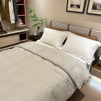 91家纺网 家纺一手货源 找家纺 静若居 2024新款方格提花双层羽绒被壳爆款推荐羽绒被壳厂家直销 西西里灰色1