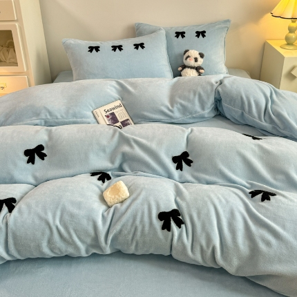 91家纺网 家纺一手货源 找家纺 （总）首尔家纺 2024新款牛奶绒毛巾绣牛奶绒郁金香卡通四件套（提供买家秀）