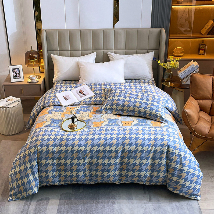 91家纺网 家纺一手货源 找家纺 （总）024新款典雅系·全棉活性磨毛被套 保暖加厚印花纯棉磨毛被套单品被套单被套被罩斜纹