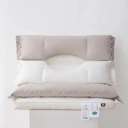 91家纺网 家纺一手货源 找家纺 露函2025新款A类全棉可拆卸双向护颈椎牵引枕芯三合一护耳枕头