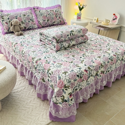 91家纺网 家纺一手货源 找家纺 （总）浩浩家纺 2025新款牛奶绒床盖四件套床上绒四件套