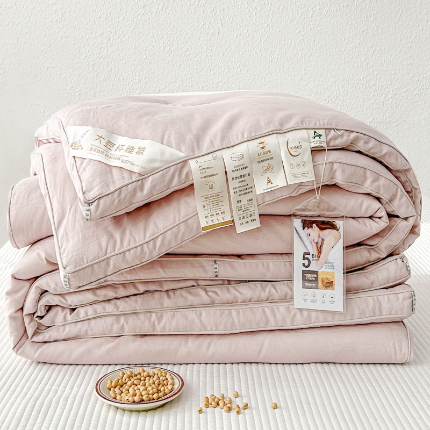 91家纺网 家纺一手货源 找家纺 欧夏家纺 2024新款A类长绒棉大提花郁金香系列大豆被被子被芯 郁金香-胭脂粉