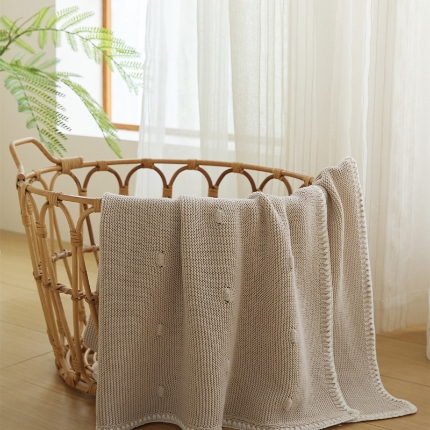 91家纺网 家纺一手货源 找家纺 暖绵绵家纺 2025新款纯色棉儿童毯-思卡蔓 思卡蔓-米色