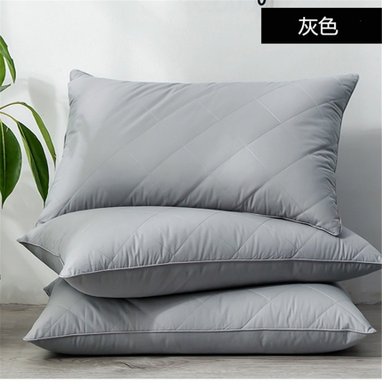 91家纺网 家纺一手货源 找家纺 全棉绗缝大格子枕头 羽丝绒枕芯 高中低枕