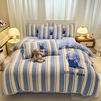 91家纺网 家纺一手货源 找家纺 （总）2025新款高克重大版卡通牛奶绒婴儿绒四件套 跑量 直播款