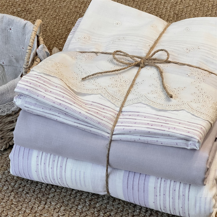 91家纺网 家纺一手货源 找家纺 2024新款全棉印花双层纱四件套--蕾丝花边款 丛影