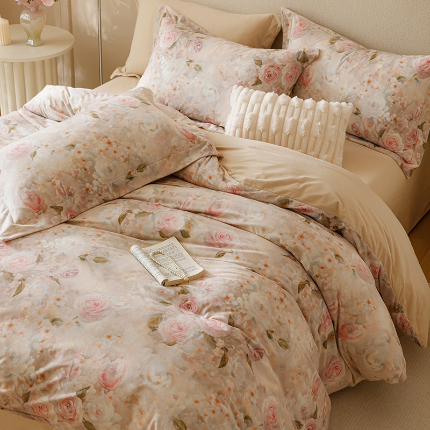 91家纺网 家纺一手货源 找家纺 金奇达家纺 2025秋冬保暖加厚绒类四件套羽零绒【繁花里】四件套（标准号全网控价(折后券后)不低于159元，（拿货价会员减20元)） 微风情书