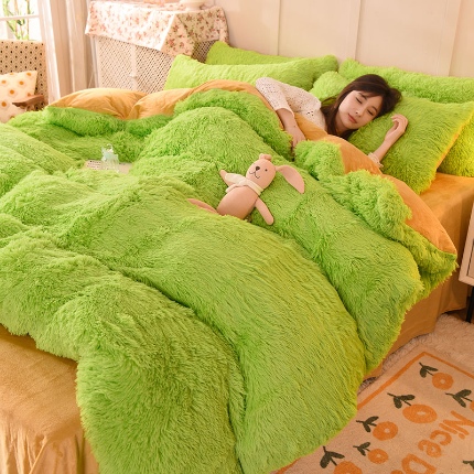 91家纺网 家纺一手货源 找家纺 （总）2025年新款 纯色水貂绒水晶绒保暖牛奶绒兔绒四件套-跑量款