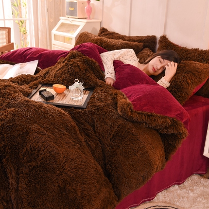 91家纺网 家纺一手货源 找家纺 （总）2025年新款 纯色水貂绒水晶绒保暖牛奶绒兔绒四件套-跑量款