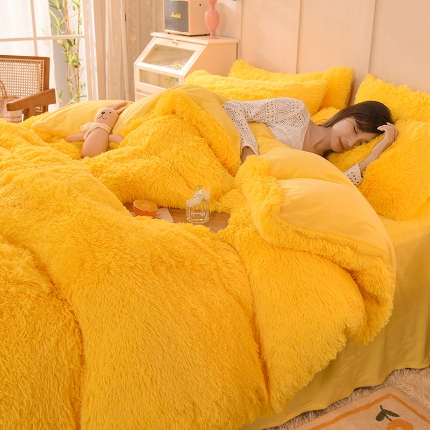 91家纺网 家纺一手货源 找家纺 （总）2025年新款 纯色水貂绒水晶绒保暖牛奶绒兔绒四件套-跑量款