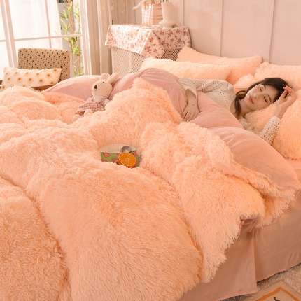 91家纺网 家纺一手货源 找家纺 （总）2025年新款 纯色水貂绒水晶绒保暖牛奶绒兔绒四件套-跑量款