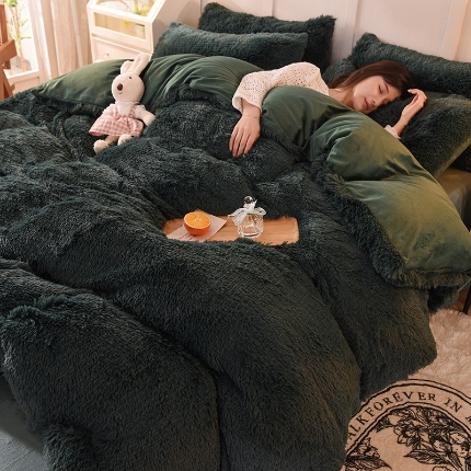 91家纺网 家纺一手货源 找家纺 （总）2025年新款 纯色水貂绒水晶绒保暖牛奶绒兔绒四件套-跑量款