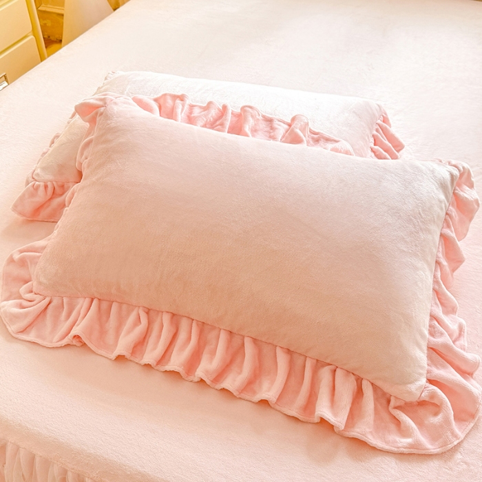 91家纺网 家纺一手货源 找家纺 （总）2025秋冬新款230g全消光牛奶绒床裙款四件套纯色蕾丝花边刺绣床裙款床盖款法莱绒婴儿绒金貂绒四件套