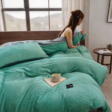 91家纺网 家纺一手货源 找家纺 (总) 蒂凡羽 2025新款魔法绒牛奶绒珊瑚绒水晶法莱绒四件套