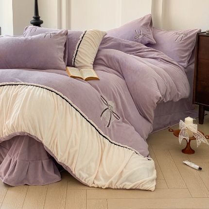 91家纺网 家纺一手货源 找家纺 （总）奥汀洛家纺 2025新款法式皱皱边牛奶绒爱丽丝四件套