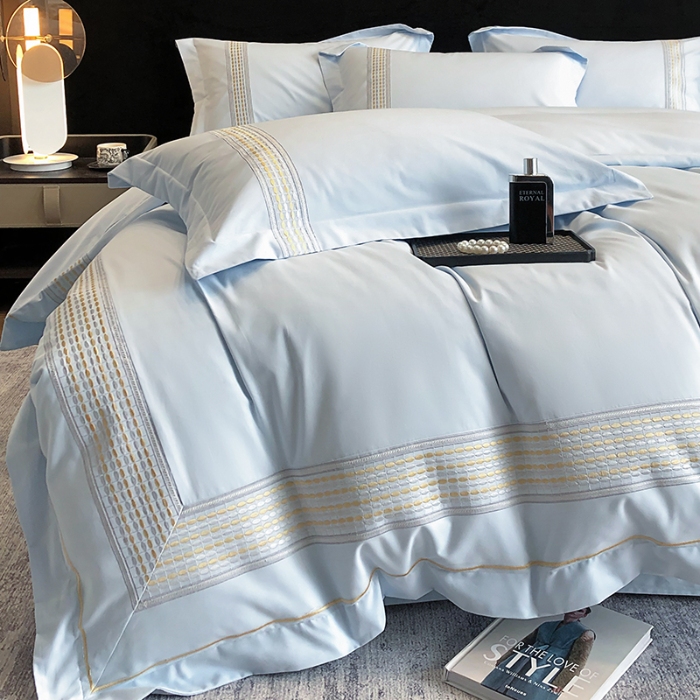 91家纺网 家纺一手货源 找家纺 超细旦超柔长绒棉磨毛刺绣四件套秋冬加厚100%纯棉全棉床品 祖玛蓝-极光加厚磨毛版-超细旦长绒棉