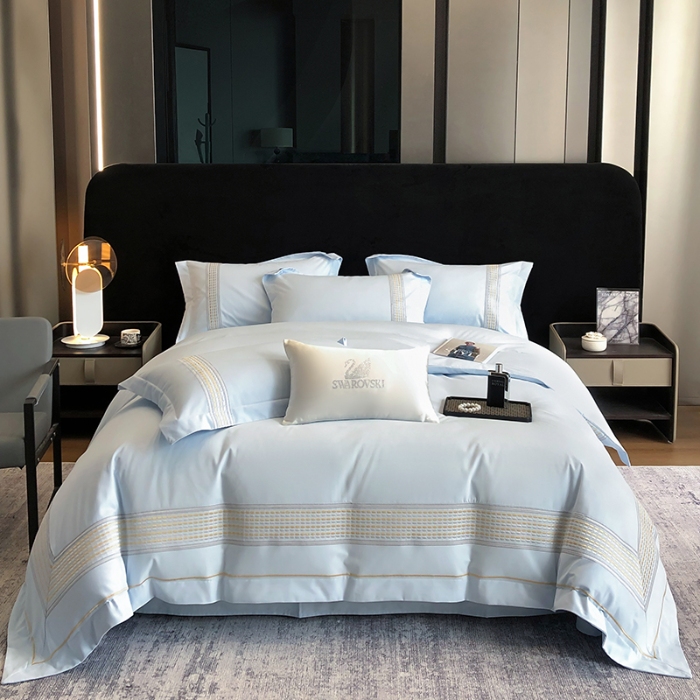 91家纺网 家纺一手货源 找家纺 超细旦超柔长绒棉磨毛刺绣四件套秋冬加厚100%纯棉全棉床品 祖玛蓝-极光加厚磨毛版-超细旦长绒棉