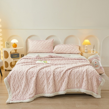 91家纺网 家纺一手货源 找家纺 （总）可恩欣 2025新款塔芙绒羊羔绒双层毛毯系列【跨境供货】可真空压缩