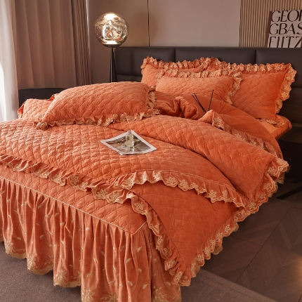 91家纺网 家纺一手货源 找家纺 （总）瑞宝2025新款宝宝绒欧式床裙款四件套-宝格利