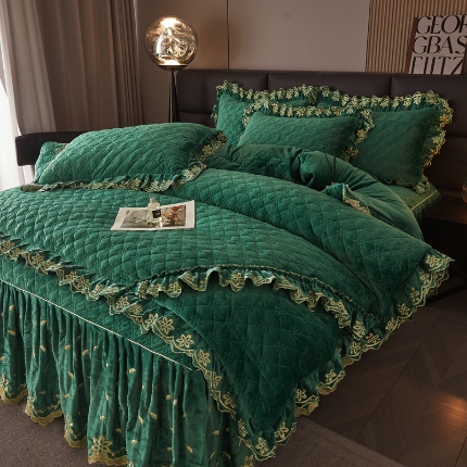 91家纺网 家纺一手货源 找家纺 （总）瑞宝2025新款宝宝绒欧式床裙款四件套-宝格利