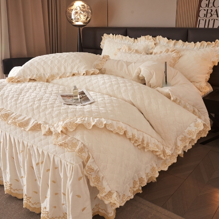 91家纺网 家纺一手货源 找家纺 （总）瑞宝2025新款宝宝绒欧式床裙款四件套-宝格利