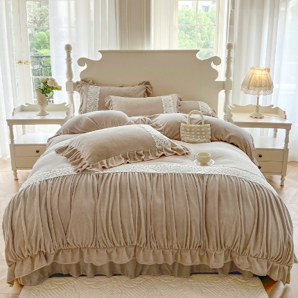 91家纺网 家纺一手货源 找家纺 （总）乐朵家居 2025秋冬 莫奈 牛奶绒床单款床盖款四件套（控价 单248 夹棉278）