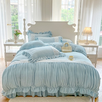 91家纺网 家纺一手货源 找家纺 （总）乐朵家居 2025秋冬 莫奈 牛奶绒床单款床盖款四件套（控价 单248 夹棉278）